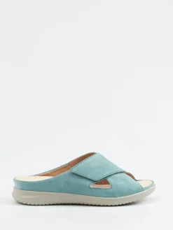 Damen Hartjes – Komfort-Pantolette aus Veloursleder Aquamarin