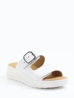 Damen Hartjes – Komfort-Pantolette aus Metallic-Leder