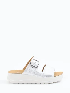 Damen Hartjes – Komfort-Pantolette aus Metallic-Leder