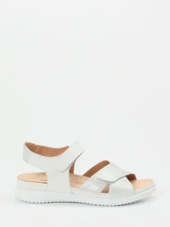 Damen Hartjes – Komfortsandalen aus geprägtem Leder Offwhite