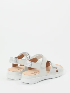 Damen Hartjes – Komfortsandalen aus geprägtem Leder Offwhite