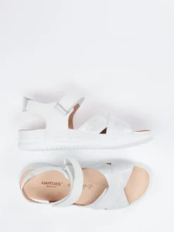 Damen Hartjes – Komfortsandalen aus geprägtem Leder Offwhite