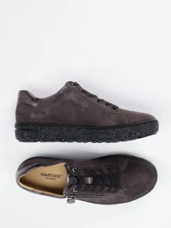 Damen Hartjes – Komfort-Sneaker aus Veloursleder anthrazit