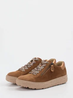 Damen Hartjes – Komfort-Sneaker aus Veloursleder cognac
