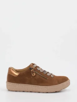 Damen Hartjes – Komfort-Sneaker aus Veloursleder cognac