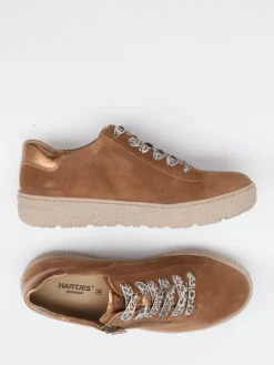 Damen Hartjes – Komfort-Sneaker aus Veloursleder cognac