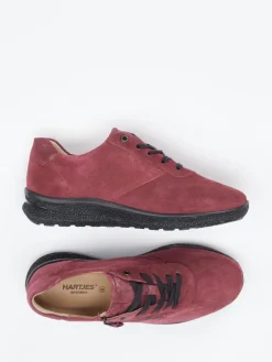 Damen Hartjes – Komfort-Sneaker aus Veloursleder Bordeaux