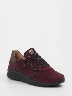 Damen Hartjes – Komfort-Sneaker aus Veloursleder bordeaux