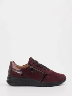 Damen Hartjes – Komfort-Sneaker aus Veloursleder bordeaux