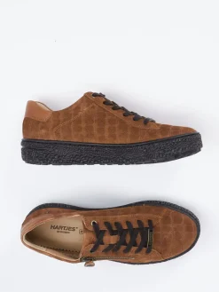 Damen Hartjes – Komfort-Sneaker aus Veloursleder cognac
