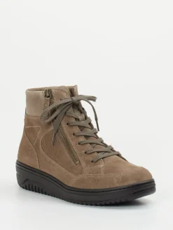 Damen Hartjes – Schnürboots aus Veloursleder in Taupe