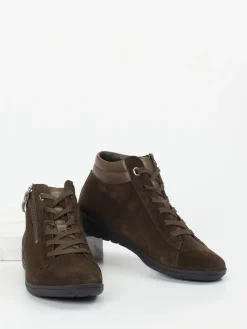 Damen Hartjes – Schnürstiefelette aus Nubukleder dunkel