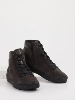 Damen Hartjes – Schnürstiefelette aus Veloursleder dunkel