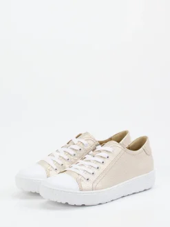 Damen Hartjes – Sneaker aus geprägtem Leder Champagner