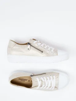 Damen Hartjes – Sneaker aus geprägtem Leder Champagner