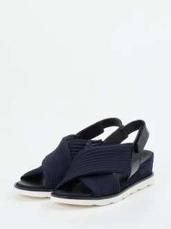 Damen Hassia – Keilsandalette aus Textil und Lackleder dunkel