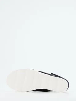 Damen Hassia – Keilsandalette aus Textil und Lackleder dunkel