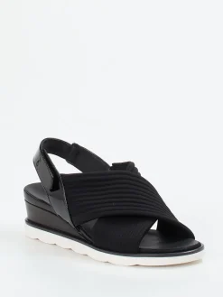 Damen Hassia – Keilsandalette aus Textil und Lack in