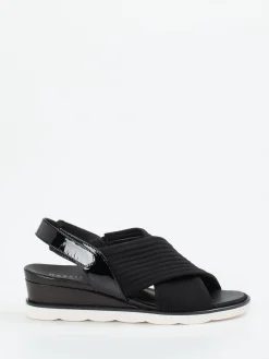 Damen Hassia – Keilsandalette aus Textil und Lack in