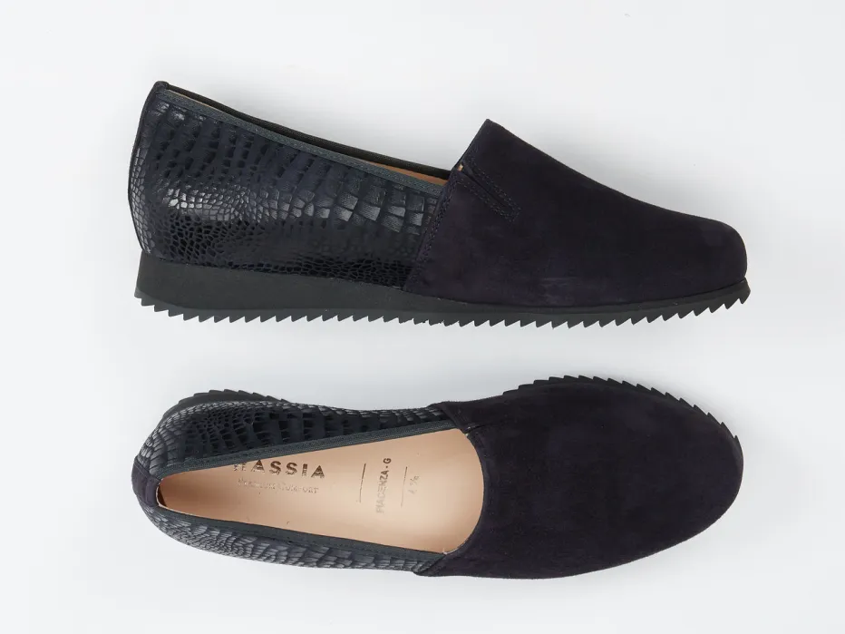 Damen Hassia – Komfort-Slipper aus Veloursleder Dunkel