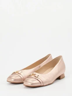 Damen Hassia – Loafer-Ballerinas aus Metallicleder Roségold