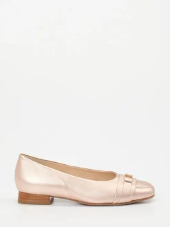 Damen Hassia – Loafer-Ballerinas aus Metallicleder Roségold