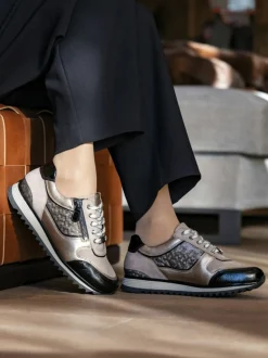 Damen Hassia – Sneaker aus Metallicleder und Velours