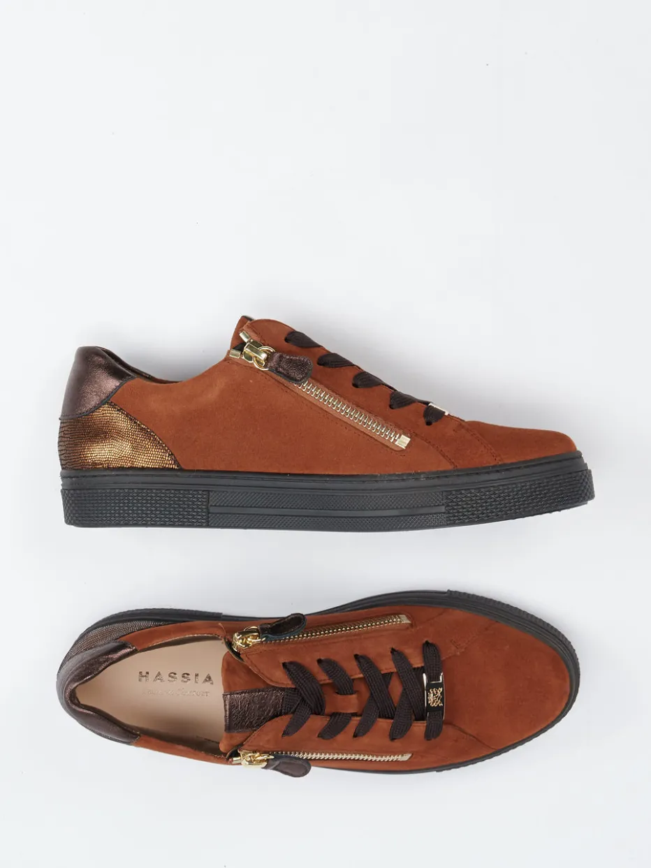 Damen Hassia – Sneaker aus Veloursleder in Rost