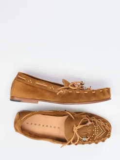 Damen Henderson – Mokassins aus Veloursleder cognac
