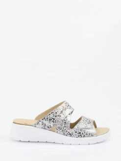 – Komfort-Pantoletten aus geprägtem Leder silber*Hickersberger