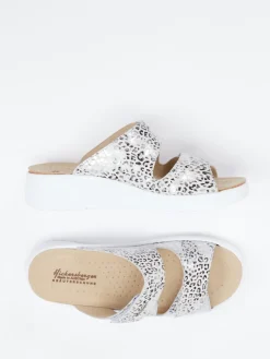 – Komfort-Pantoletten aus geprägtem Leder silber*Hickersberger