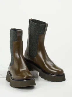 Damen Homers – Chelsea Boots aus Kalbleder in Oliv