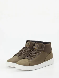 – High-Top Sneaker aus Fettleder olivbraun*HUB Clearance