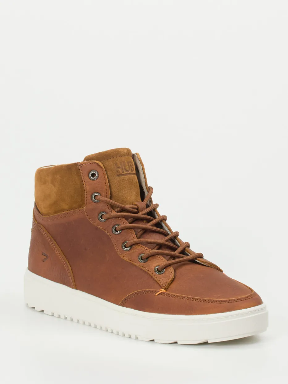 – High-Top-Sneaker aus Kalbleder rost*HUB Discount