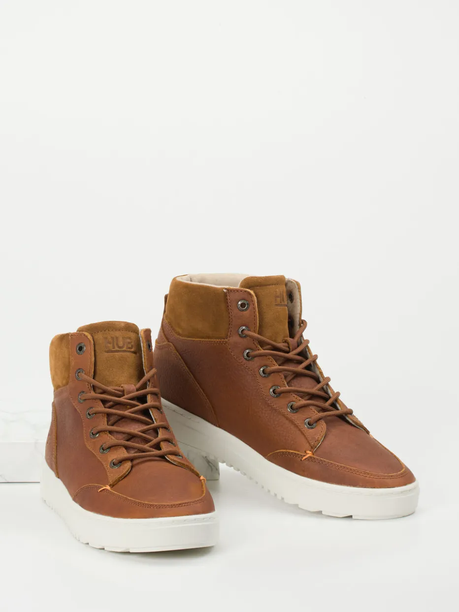 – High-Top-Sneaker aus Kalbleder rost*HUB Discount