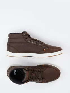 Herren HUB – Mid-Top Sneaker aus Fettleder dunkel
