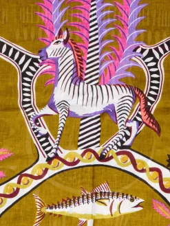 – Schal aus Leinen mit Print in Olivgrün*Inouitoosh Clearance