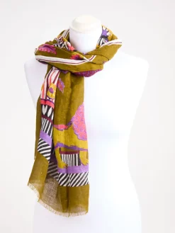 – Schal aus Leinen mit Print in Olivgrün*Inouitoosh Clearance