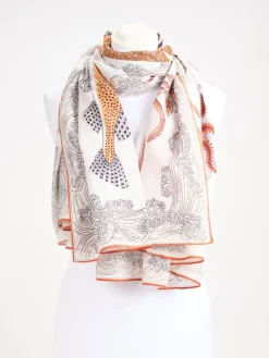 Damen Inouitoosh – Tuch aus Baumwolle und Seide in Cremeweiß