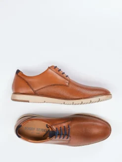 Herren Josef Seibel – Derby-Schuhe aus geprägtem Leder cognac