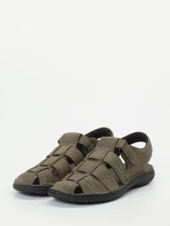 Herren Josef Seibel – Fischersandalen aus Fettleder olivbraun