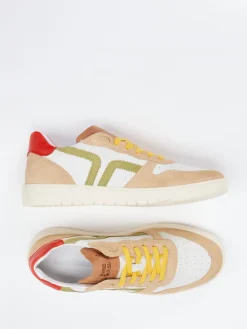 – Sneaker aus Kalbleder Beige-Rot*Kamo Gutsu Discount