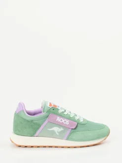 Damen Kangaroos – Retro-Sneaker aus Textil und Veloursleder mint