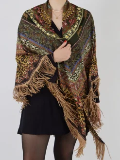 Damen Katherina Loretta – Poncho-Schal aus Textil mit Fransen