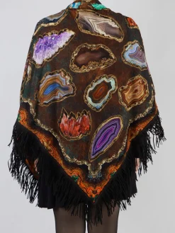 Damen Katherina Loretta – Poncho aus Textil mit Edelstein-Print