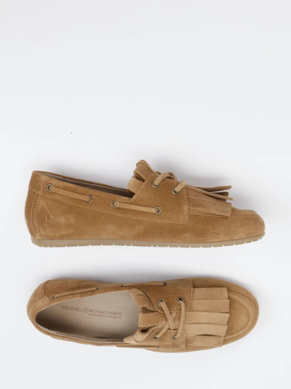 Damen Kennel u0026 Schmenger Kennel & Schmenger – Fransen-Loafer aus Veloursleder Cognac