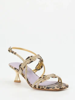 – Abendsandalette aus geprägtem Leder goldfarben*Konstantin Starke