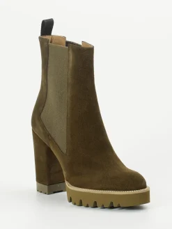 Damen Konstantin Starke – Chelsea Boots aus Veloursleder oliv