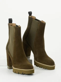 Damen Konstantin Starke – Chelsea Boots aus Veloursleder oliv