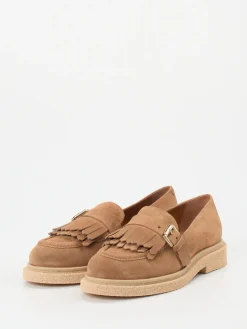 Damen Konstantin Starke – Fransen-Loafer aus Veloursleder Sandbeige